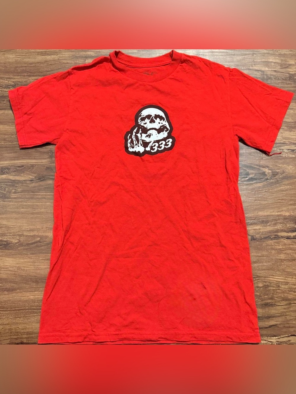 Half evil 333 Red Graphic Skull Tee